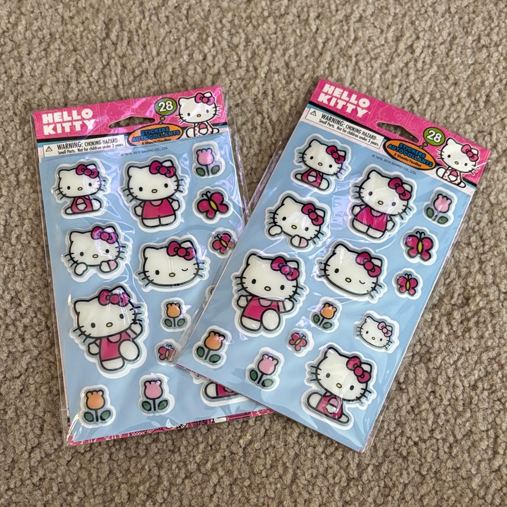 Hello Kitty Puffy Sticker Sheets - White & Pink Characters NWT